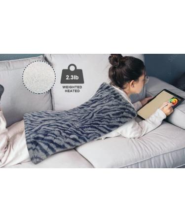 Pasonio Full Weighted Heating Pad - Back, Neck, Shoulder Pain Relief - Auto Shut Off - 12x24 Extra Large - Grey Blue - Buy Online on GoSupps.com