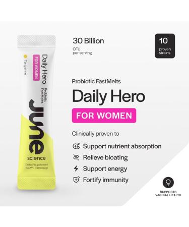 Daily Hero for Women | Fast Melt Pre + Probiotic for Women - Tangerine Flavor 30 Powder Sachets Tangerine 0.07 Ounce (Pack of 30) - Buy Online on GoSupps.com