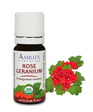 Organic Geranium Rose Essential Oil 100% Pure Undiluted Pelargonium roseum Therapeutic Grade Premium Quality Aromatherapy Oil Tested & Verified 10ML 0.34 Fl Oz (Pack of 1)
