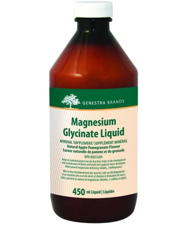 Genestra Brands Magnesium Glycinate Liquid | Supports Normal Muscle Function and Helps Metabolize Carbs and Proteins | 15.2 Fl Oz | Apple Pomegranate Flavor