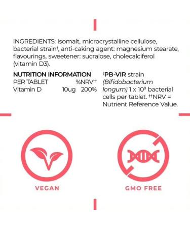 Immune by PrecisionBiotics: Bifidobacterium Longum Strain with Vitamin D - 30 Chewable Probiotic Capsules - Buy Online on GoSupps.com