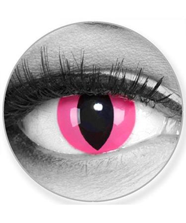 Funnylene colored contact lenses pink cat in pink - soft without strength 2 pack + free container - 12 monthly lenses - perfect for Halloween carnival carnival or carnival