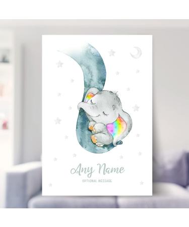 Personalised Rainbow Baby Gifts - DUMBO Elephant Wall Print | New Baby Gift for Birth, Birthday, Christening | Keepsake Nursery Decor - Buy Online on GoSupps.com