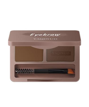 Eyebrow powder 2 color eyebrow palette makeup to enhance and define eyebrows eyebrow powder with mirror eyebrow makeup kit eye makeup set (01# Light brown + dark brown)