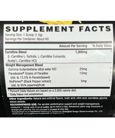 Betancourt Nutrition Carnitine Plus Powder - 90g (60 Servings), Passion Fruit Flavor - Buy Online on GoSupps.com