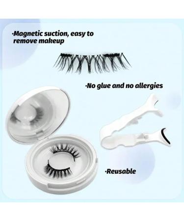 Wasado Magnetic Eyelashes Wasado Magnetic Eyelashes Kit 3D Effect Magnetic Eyelashes Natural Look Reusable Soft Magnetic Lashes No Glue Needed With Applicator & Curler (EM12) - Buy Online on GoSupps.com