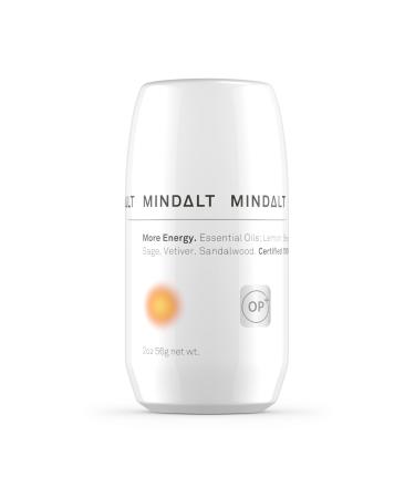 Mindalt More Energy OP+ | Natural Deodorant with Mood Enhancing Essential Oils | Aluminum Free Liquid Roll-On for Men & Women | Plant Based Vegan Formula - Lemon  Bergamot  Sandalwood & More (2oz)