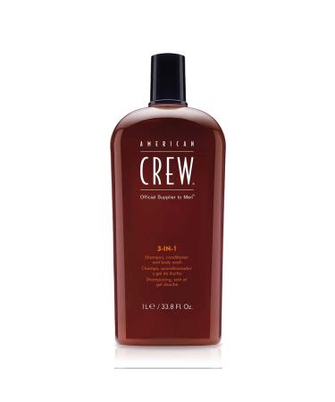 Shampoo, Conditioner & Body Wash for Men by American Crew, 3-in-1, 33.8 Fl Oz 33.8 Fl Oz (Pack of 1)