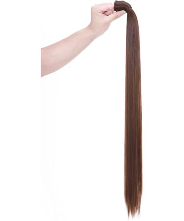 Clip-In Ponytail Extension Wrap Around | Long Straight Curly Hairpiece for Women | Medium Brown 32 Inch - Buy Online on GoSupps.com