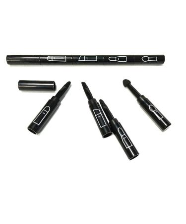 4 in 1 Premium Detachable Makeup Brush Set - Portable Eyebrow Eyeshadow Lip Brush Kit - Travel-Friendly Black Retractable Brushes - Buy Online on GoSupps.com