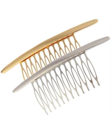 QUUPY Hair Comb 4.3 - Alloy Curved Teeth Hair Clip for Women | 2 Pack (Gold & Silver) - Premium Hair Accessory for Effortless Styling - Buy Online on GoSupps.com