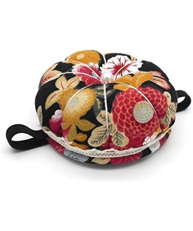 Tvoip 3pcs DIY Sewing Pincushion Pumpkin Shape Cotton Fabric Button Wrist Strap for Cross Stitch Sewing Safety Pin Cushion Accessories