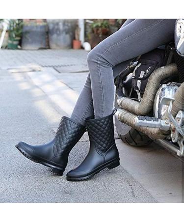 Women's Mid Calf Waterproof Rain Boots - Size 8.5 Black | Lightweight Garden Shoes - Buy Online on GoSupps.com