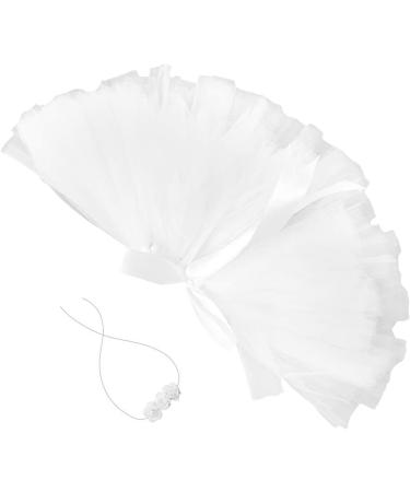 Amosfun Infant Tutu Skirt with Floral Headband | Baby Newborn Apparel Photography Prop | White | 17.5x12x0.1cm - Buy Online on GoSupps.com