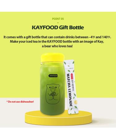 KAYFOOD Matcha Lemonade: Premium Korean Green Tea & Lemon Juice Powder Mix - 20 Stick Packs, 3.53oz/100g, Sugar Free Diet, with Gift Bottle - Buy Online on GoSupps.com