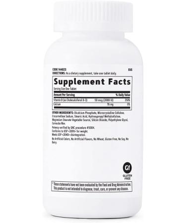 GNC Vitamin D-3 50mcg 180 Tablets | Supports Healthy Bones and Teeth | 180 Servings - Buy Online on GoSupps.com