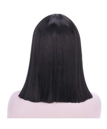 This Is A Wig Pink Wig Short Straight Synthetic Wig Women's Blunt Cut Wig Can Role Play Middle Part Natural Hair 14inches 1B