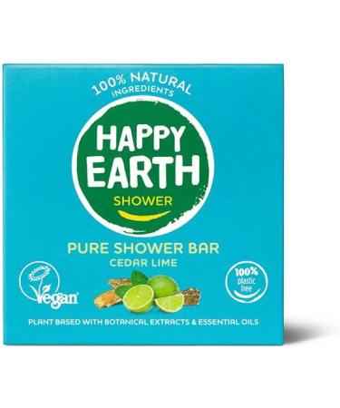  HAPPY EARTH Happy Earth Shower Soap - For Men & Women - Shower Soap Block - 100% Natural Ingredients & Vegan - Cedar Lime - 90g - Buy Online on GoSupps.com