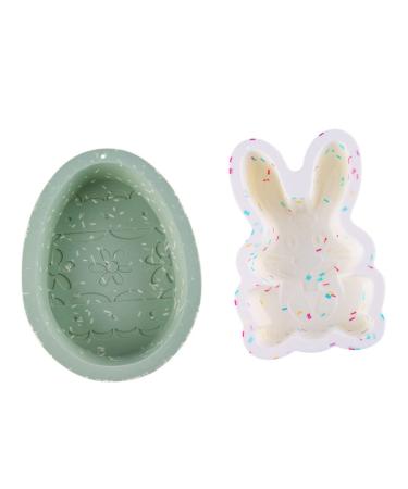 Milisten 1set Rabbit Cake Mold Easter Bunny Cookie Molds Easter Egg Silicone Bunny Resin Silicone Baking DIY Candy Tuile Molds Silicone Easter Baking Mold Pudding Handmade Soap Silica Gel