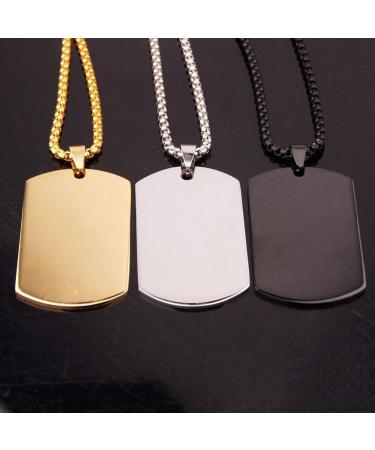 ARTIBETTER Titanium Steel Military Dog Tag Pendant Necklace - Gold | Mens Women Gift - Buy Online on GoSupps.com