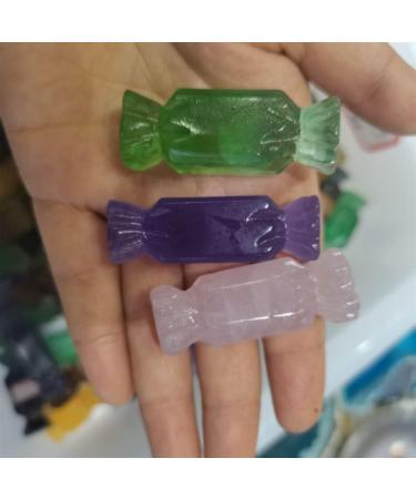 Natural Crystal Rough Natural Crystal 1PC Natural Fluorite Crystal Stone Candies Hand Carved Handicraft Gemsto Stones Gemstones for Home DIY Decorations - Buy Online on GoSupps.com