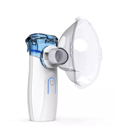 Portable Nebulizer, Handheld Mesh Nebulizers Cool Mist Steam Inhaler for Moisture, USB/Battery Operated Mini Nebulizer Machine for Home Office Travel Use White