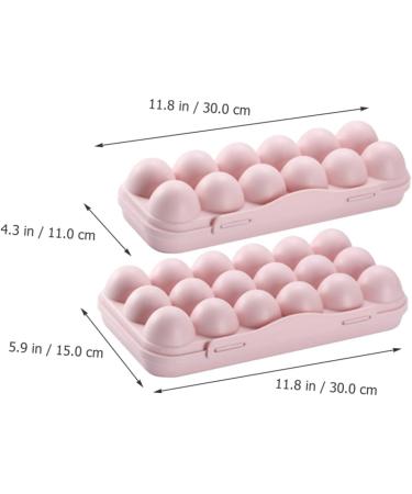 PRETYZOOM 2pcs Fridge Egg Organizer 18 Egg Holder for Refrigerator Dispenser Seasoning Superimposed re-usable Pink 30x15cm - Buy Online on GoSupps.com