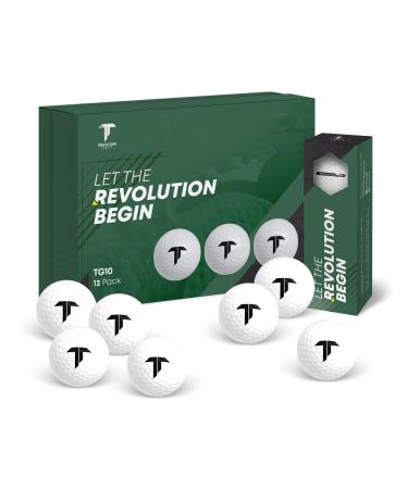 Truscope Golf White Golf Balls - Super Soft Long Distance Golf Balls - Ionomer Soft Core Classic White Golf Balls with Less Spin and Increased Speed Helps Improve Your Game 12 Count