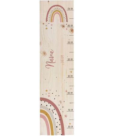 Striefchen Wooden Measuring Stick for Kids - Personalized Name with Cute Rainbow Pink Motifs for Children's Rooms - Buy Online on GoSupps.com