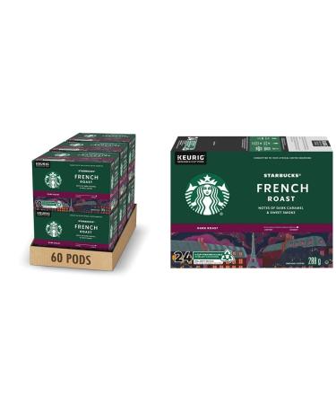 Starbucks French Roast Dark Roast Coffee Single Serve Keurig K-cup Pods 6 Boxes 60 Capsules & French Roast Dark Roast Coffee Single Serve Keurig K-Cup Pods 24 Capsules French Roast + K-Cup Pods French Roast 10 Count (Pack of 6)