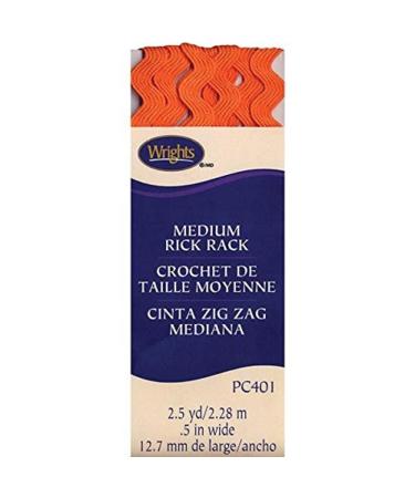 Wrights 1/2 by 2-1/2-Yard Rickrack Quilting Supplies  Medium  Orange Peel