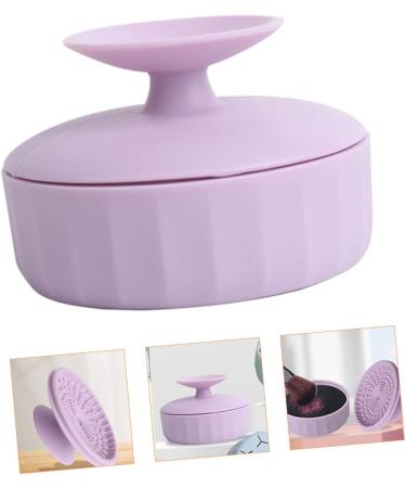 ifundom Makeup Brush Cleaning Box cosmetic brush bowl makeup brush cleaning pad silicone cleaner for makeup Brush Scrubber Mat silicone makeup mat cleaning supplies sponge Silica gel 7.9X5.25X4.9CM Violet - Buy Online on GoSupps.com