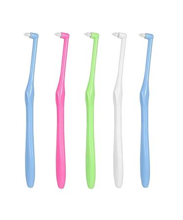 5 Pcs Interspace Toothbrushes Tuft Toothbrush Single Tufted Toothbrush End-tuft Tapered Toothbrush Orthodontic Interdental Brushes Gap Toothbrush for Dental Cleaning(Random Color)
