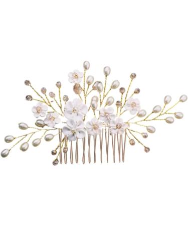 ISLHJDD Bridal Wedding Vine Hair Combs Gold Bridal Hair Barrettes Pins Crystal Pearl Hair Comb Wedding Hair Accessory Decorative Wedding Hair Comb Hair Accessories for Brides Girls - Buy Online on GoSupps.com