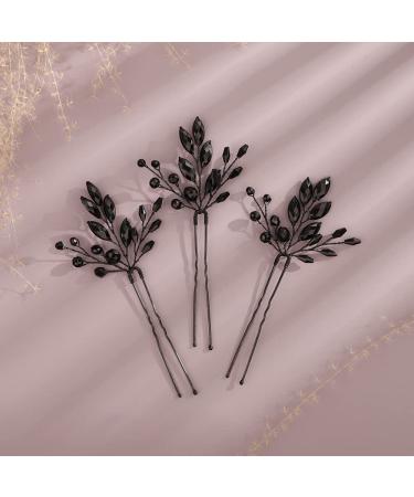 Kercisbeauty Wedding Black Crystal Hair Pins - Bridal Bridesmaid Headpiece Set - Buy Online on GoSupps.com