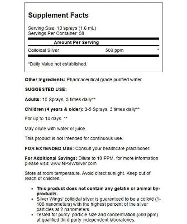 Natural Path Silver Wings Colloidal Silver 500 PPM 2 fl oz Spray - Buy Online on GoSupps.com
