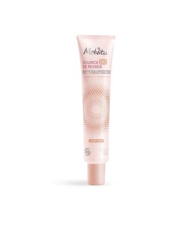 Melvita - BB Creme Source de Roses Hell - 100% natural pigments - bio -certified - without silicone - natural coverage - standardized and concealed imperfection - 6 -in -1 - Tube 40 ml