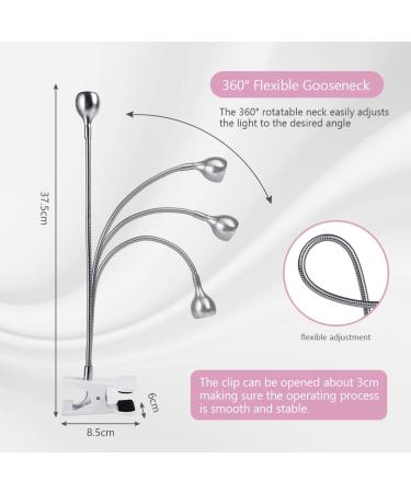 Lophe UV Lamp for Gel Nails - Flexible Swan Neck LED Nail Dryer Mini Rotatable Design Safety Clip Compatible with All Gel Nail Polish - Silver - Buy Online on GoSupps.com