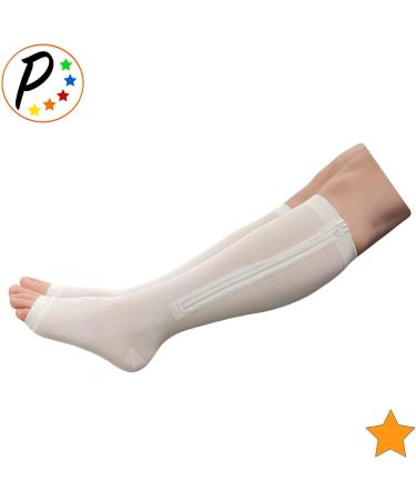 Open Toe 15-20 mmHg Compression Socks with YKK Zipper - White | International Shipping Available - Buy Online on GoSupps.com
