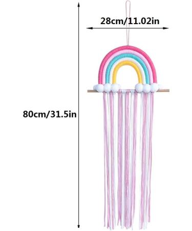Yehapp Rainbow Hair Bow Holder with Pom Poms for Baby Girls Room Children Hairpin Hair Clip Storage Belt Wall Hanging Rainbow Decoration - Buy Online on GoSupps.com