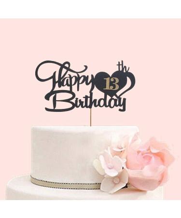 13 Cake Topper for 13th Birthday 13 Birthday Decoration Happy Birthday Toppers for Cakes Personalised Cake Toppers Birthday Black and Gold Cake Topper Birthday Cake Decorations for Birthday Party - Buy Online on GoSupps.com