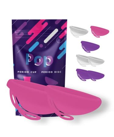 Pop Menstrual Disc | Reusable Period Disc | Medical-Grade Silicone | Tampon Pad and Cup Alternative | Capacity of 6 Super Tampons (Small & Large Pink)