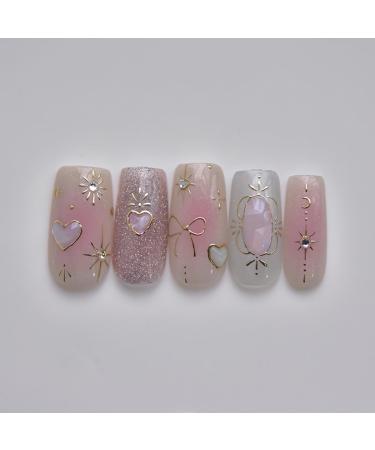 Heart Moon Nail Art Stickers | 3D Gold Bronzing Star & Bow Decals | Luxury Manicure Accessories for Women & Girls - Shop Now - Buy Online on GoSupps.com
