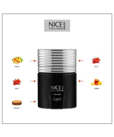 Sapil Nice Feelings Black Perfume for Men - Long-lasting Dubai Cologne Aromatic Fougere Fragrance 2.5 Oz (75 ml) - Arabic Cologne for Daily Use - Buy Online on GoSupps.com