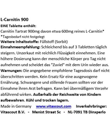 L-Carnitine Tartrate Dietary Supplements - 360 Vegan Tablets 900mg - No Magnesium Stearate - Made in Germany | International Shipping - Buy Online on GoSupps.com