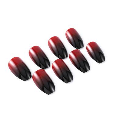 Jovono Black Red False Nails - Long Square Fake Nails for Women & Girls (24PCS) - Artificial Full Nail Set - Buy Online on GoSupps.com