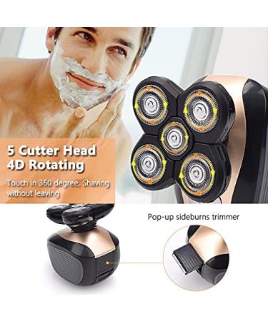 5-in-1 Head Shaver for Bald Men - Waterproof Electric Razor Rechargeable 4D Floating Head Nose & Body Hair Trimmer - Buy Online on GoSupps.com