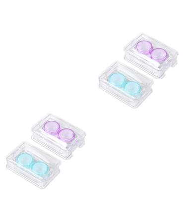 Healvian 4 pieces mini container for colored contact lens lentils cleaning suitcase leakage-proof case tweezers lentil holder lens holder lens holder Japanese style contact lens container Accompanying box