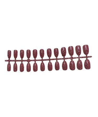 Dajidafu Women Glitter False Nails Artificial Press On Detachable Manicure Tools Shinny Pointed Ultrathin Full Cover Patch Pink