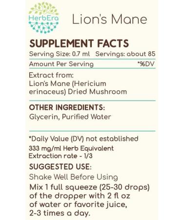 Lion's Mane B60 Alcohol-Free Herbal Extract Tincture, Concentrated Liquid Drops Natural Lion's Mane (Hericium erinaceus) Dried Mushroom (2 Fl Oz) 2 Fl Oz (Pack of 1) - Buy Online on GoSupps.com
